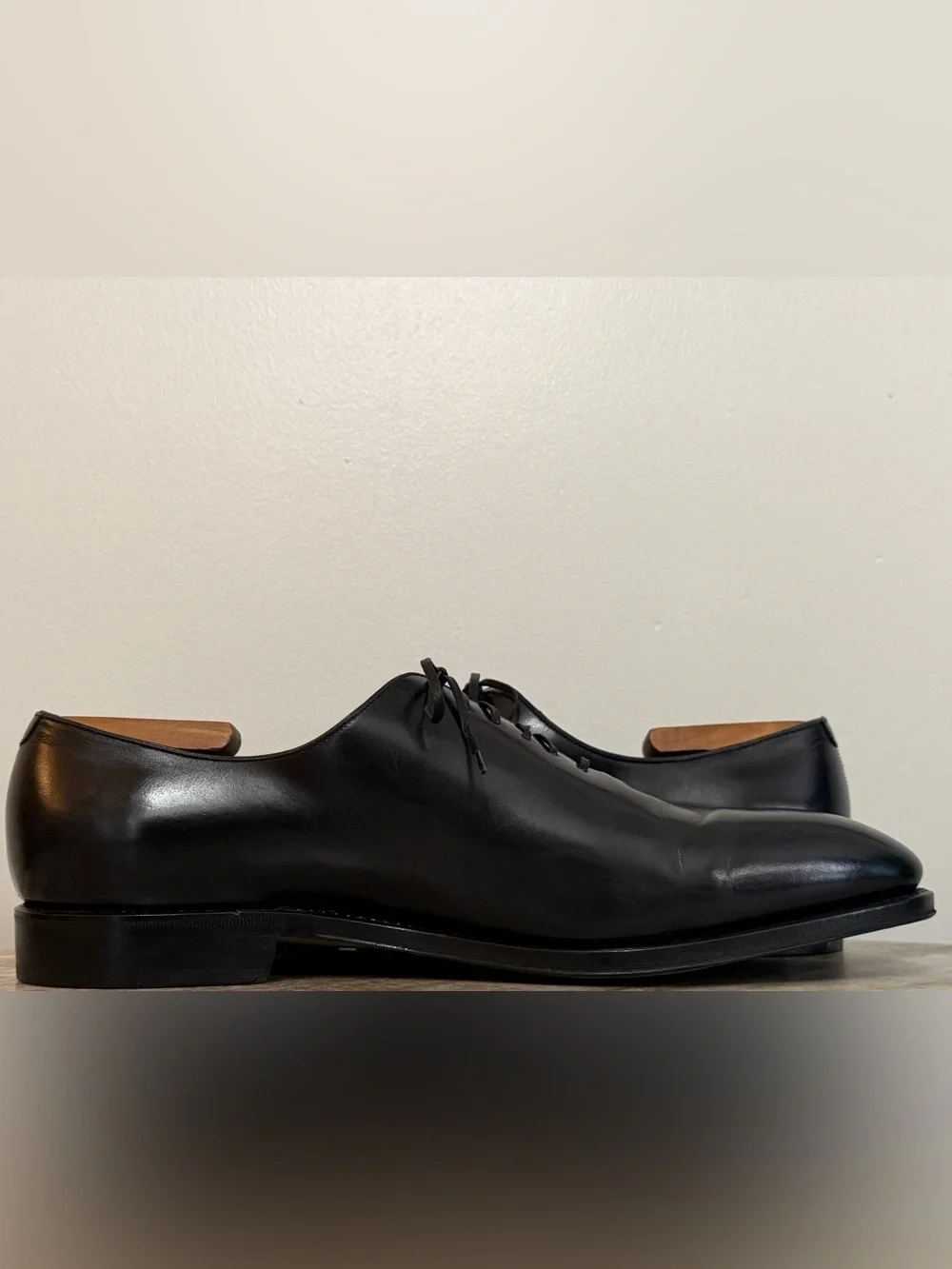 SALVATORE FERRAGAMO TRAMEZZA WHOLE CUT BLACK CALF LEATHER OXFORDS $1800 13 SHOES